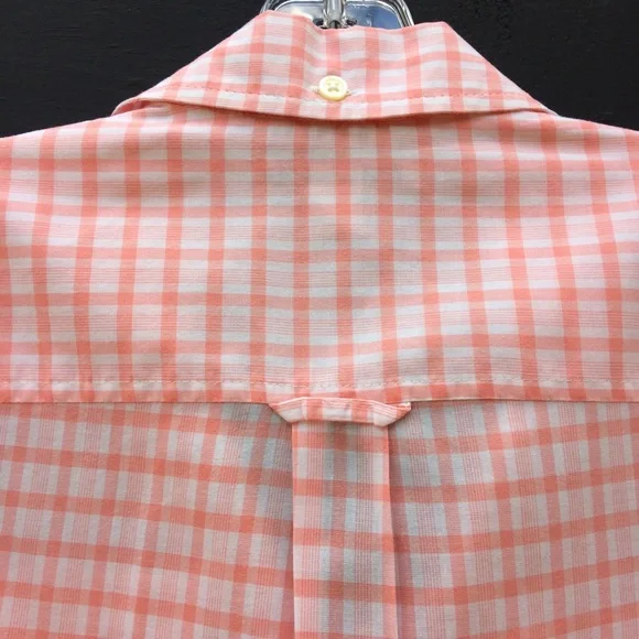 Banana Republic Gingham coral orange button down 100% cotton shirt XS - Picture 4 of 14